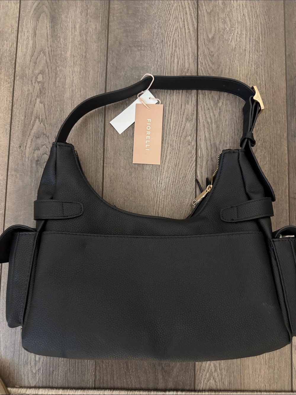 Black Pebble-Textured Shoulder Bag Fiorelli purse